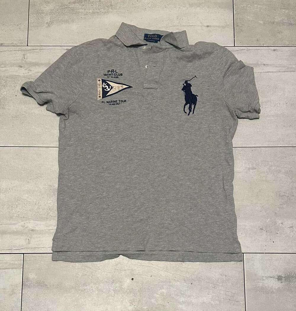 Polo Ralph Lauren Classic Fit Polo Shirt Size M Gray Yacht Club Big Pony